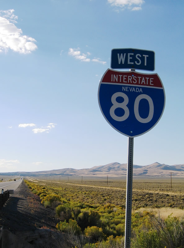 Nevada Interstate 80 sign.
