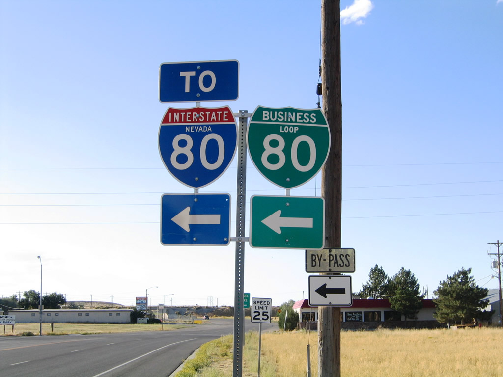 Nevada - Interstate 80 and business loop 80 sign.
