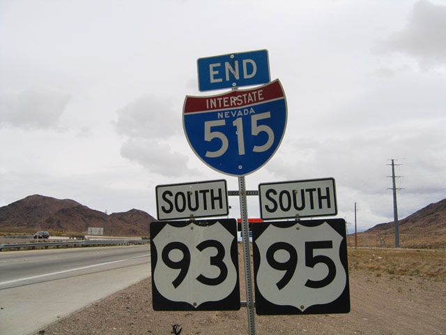 Nevada - Interstate 515, U.S. Highway 93, and U.S. Highway 95 sign.