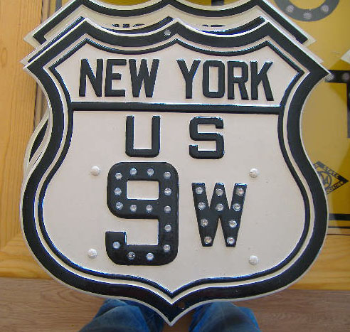 New York U. S. highway 9W sign.
