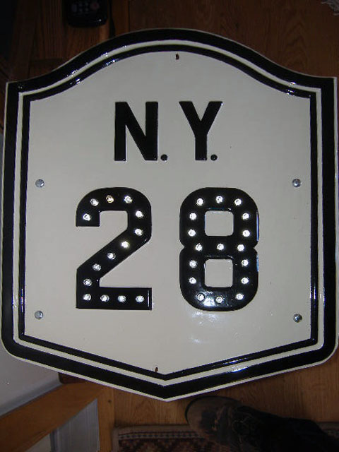 New York State Highway 28 sign.