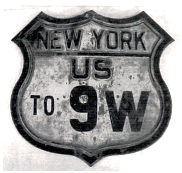 New York U. S. highway 9W sign.