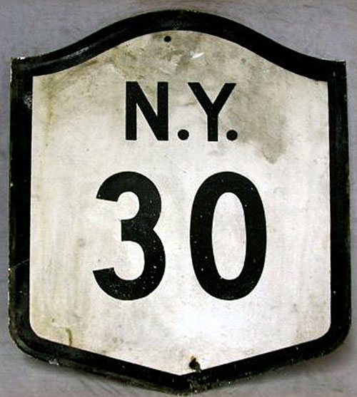 New York State Highway 30 sign.