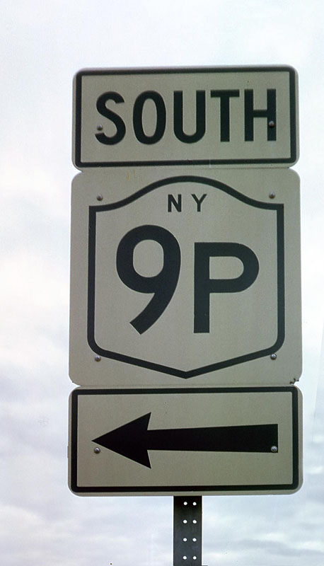 New York state highway 9P sign.