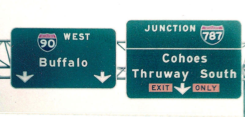New York - Interstate 787 and Interstate 90 sign.