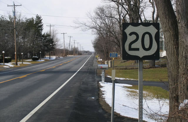 New York U.S. Highway 20 sign.