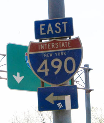 New York Interstate 490 sign.