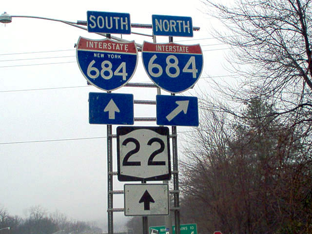 New York - Interstate 684 and State Highway 22 sign.