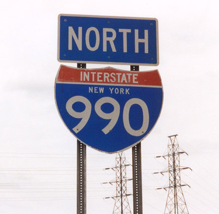 New York Interstate 990 sign.