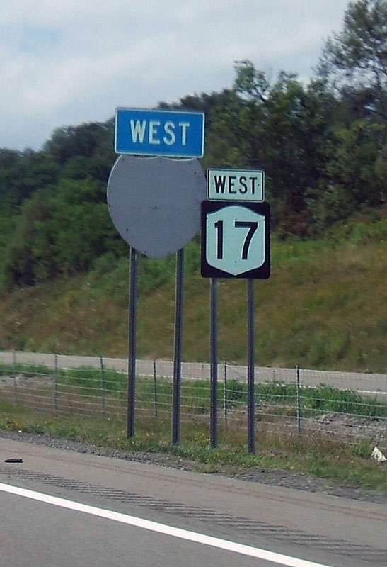 New York - Interstate 86 and State Highway 17 sign.