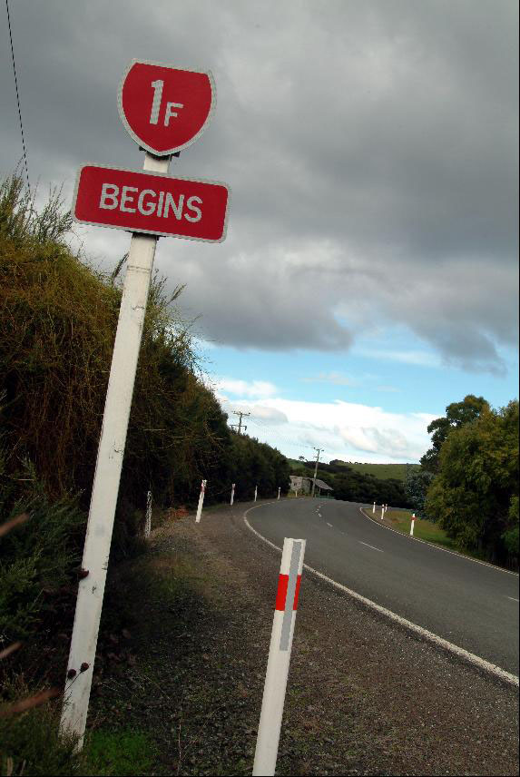 New Zealand State Highway 1 sign.