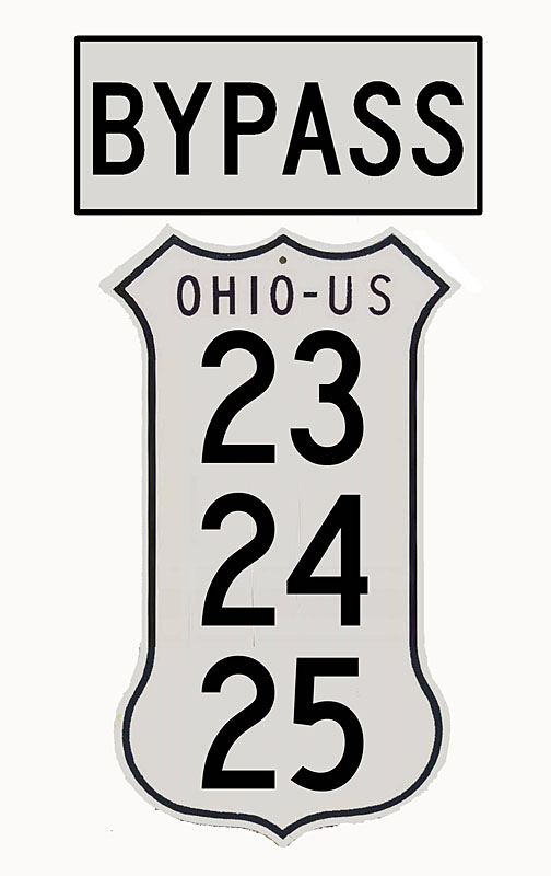 Ohio U. S. highway 23, 24, and 25 sign.