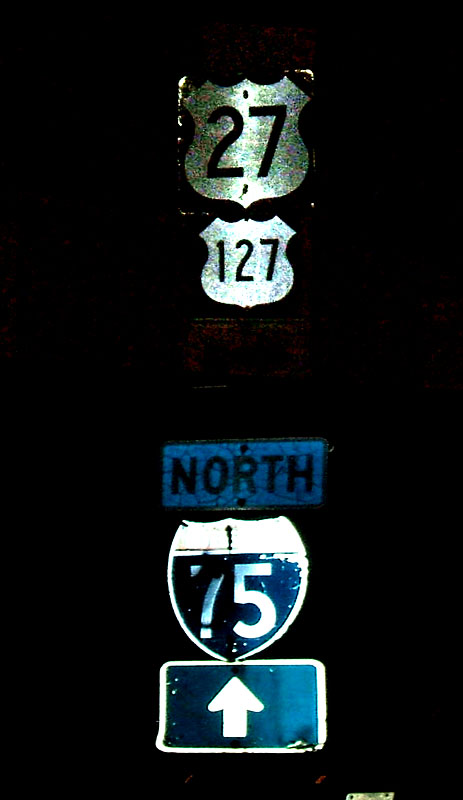 Ohio - Interstate 75, U.S. Highway 127, and U.S. Highway 27 sign.