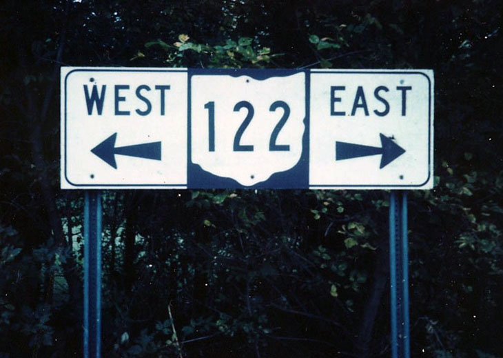 Ohio State Highway 122 sign.