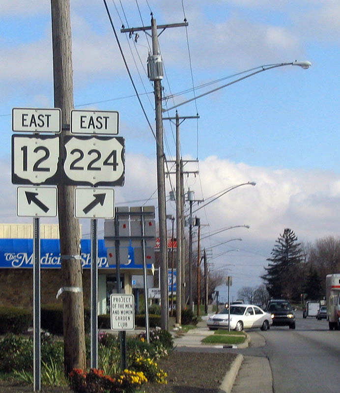 Ohio - U.S. Highway 224 and State Highway 12 sign.