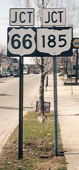 Ohio - State Highway 185 and U.S. Highway 66 sign.