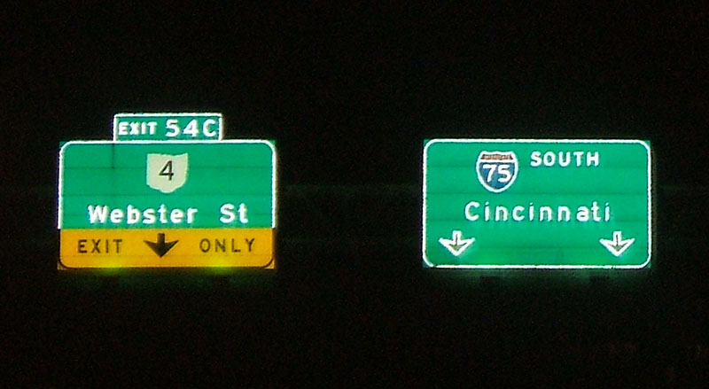 Ohio - State Highway 4 and Interstate 75 sign.