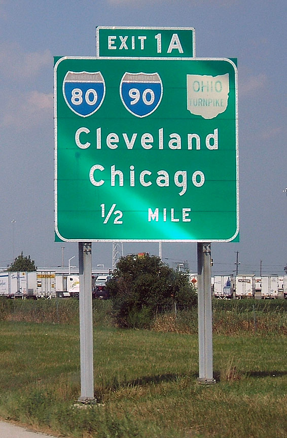 Ohio - Ohio Turnpike, Interstate 90, and Interstate 80 sign.