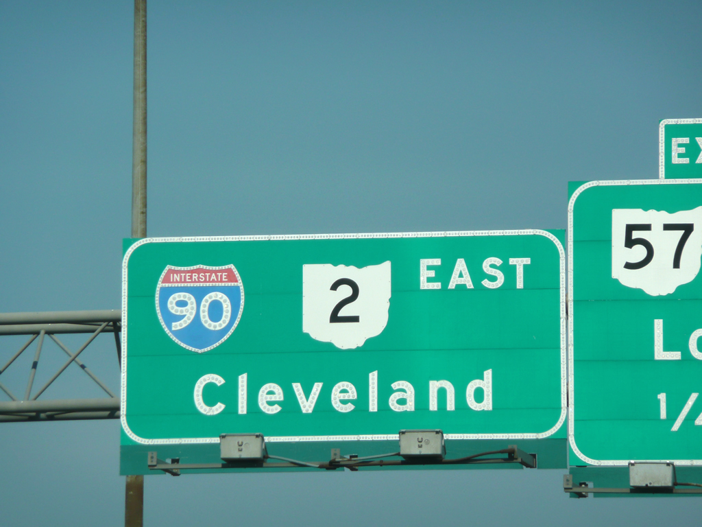 Ohio - interstate 90, ohio 2, and ohio 57 sign.