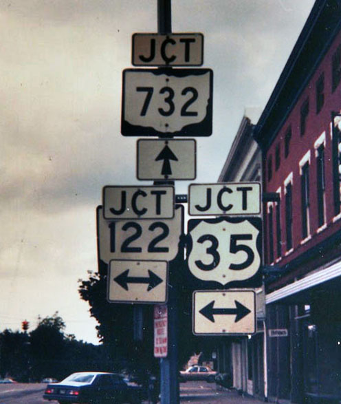 Ohio - State Highway 122, U.S. Highway 35, and State Highway 732 sign.