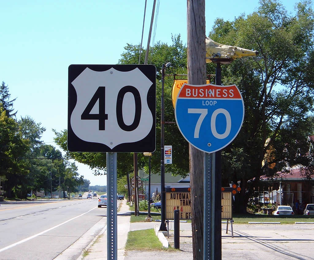Ohio - business loop 70 and U.S. Highway 40 sign.
