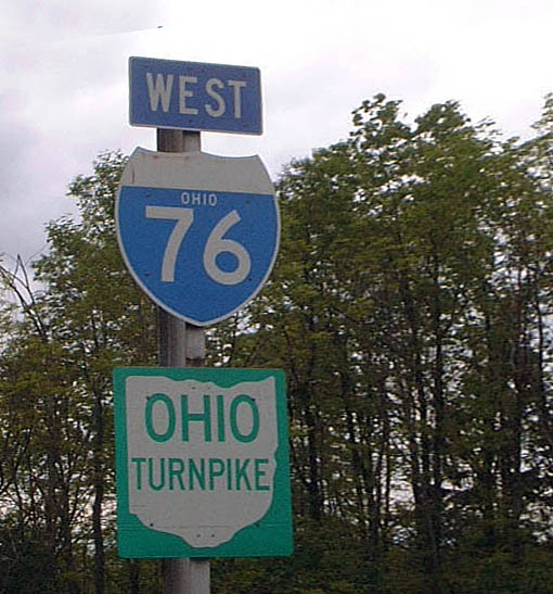 Ohio - Interstate 76 and Ohio Turnpike sign.
