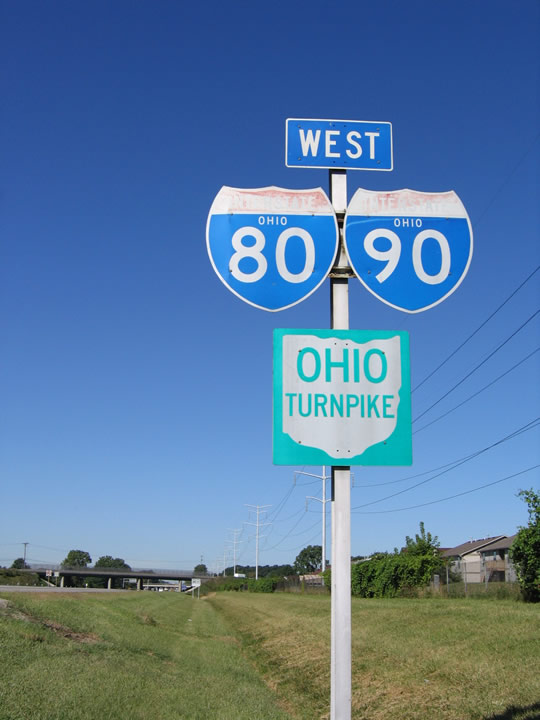 Ohio - Interstate 80, Interstate 90, and Ohio Turnpike sign.