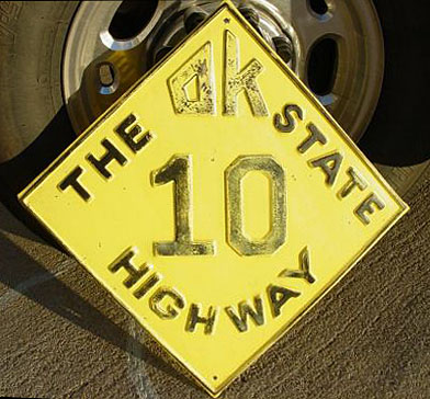 Oklahoma State Highway 10 sign.