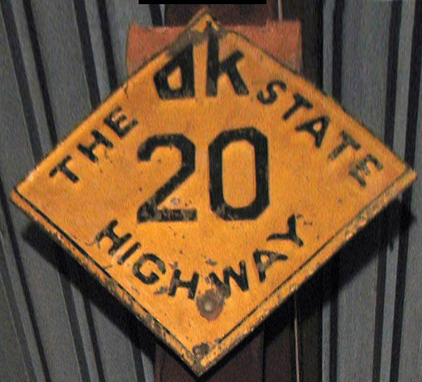 Oklahoma State Highway 20 sign.