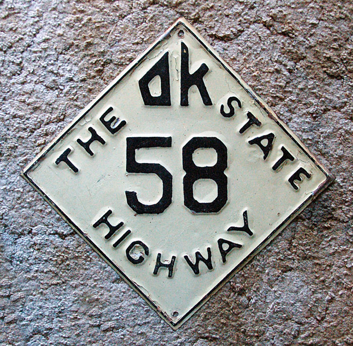 Oklahoma State Highway 58 sign.