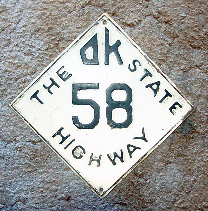 Oklahoma State Highway 58 sign.