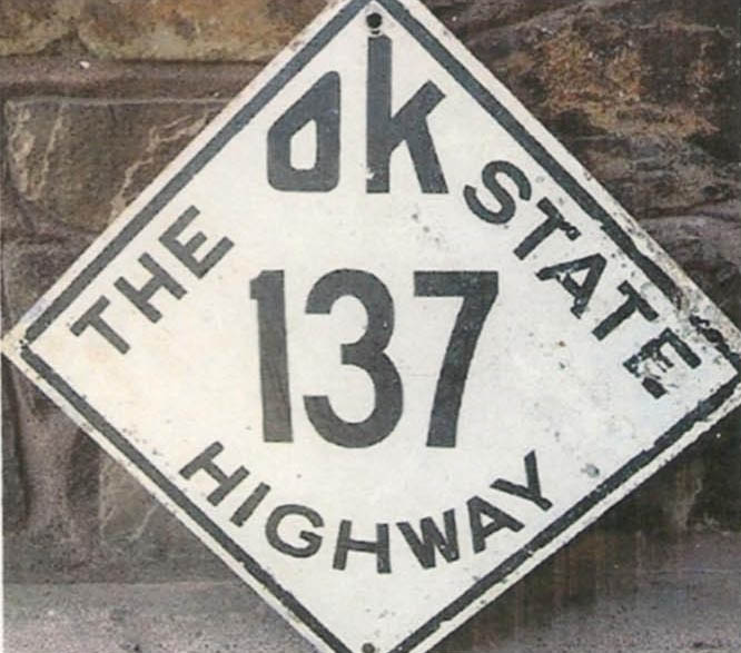 Oklahoma State Highway 137 sign.