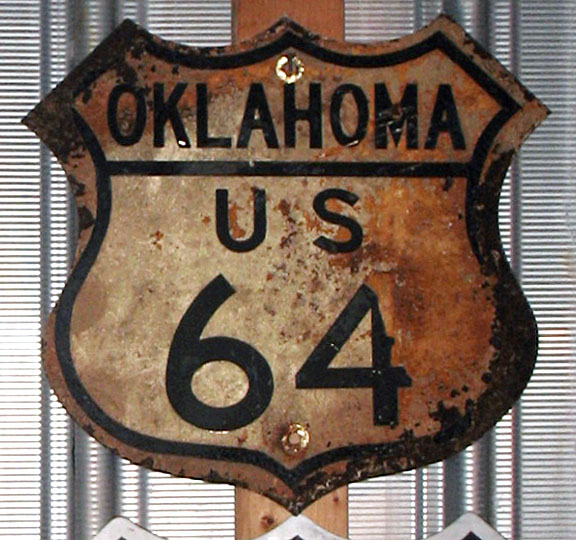 Oklahoma U.S. Highway 64 sign.