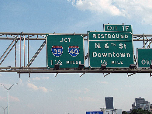 Oklahoma - Interstate 40 and Interstate 35 sign.