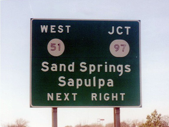 Oklahoma - State Highway 97 and State Highway 51 sign.