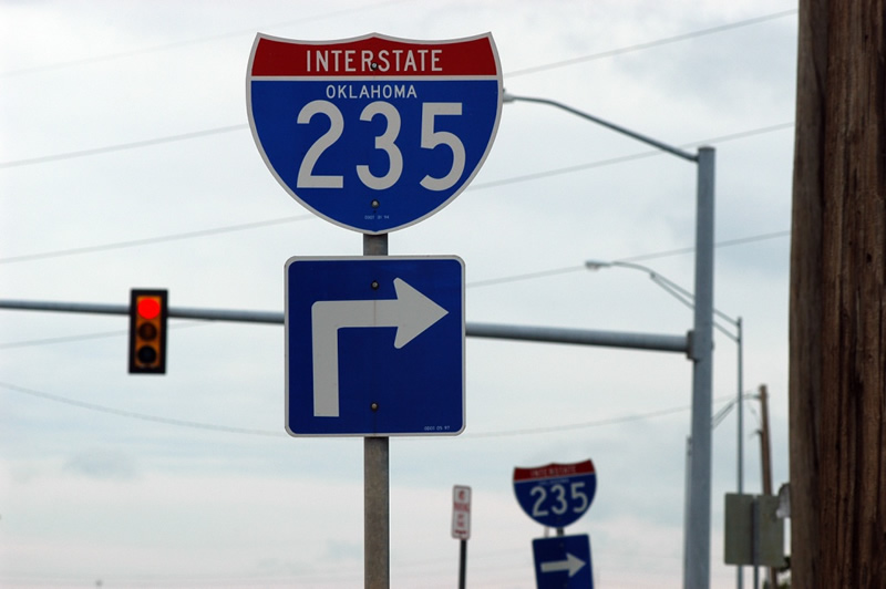Oklahoma Interstate 235 sign.