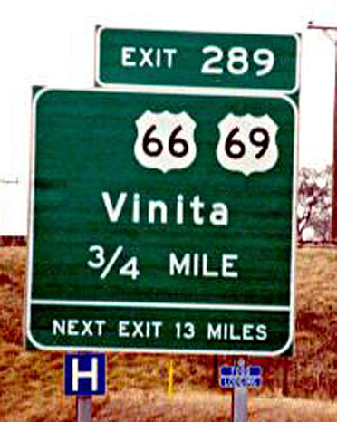 Oklahoma - U.S. Highway 69 and U.S. Highway 66 sign.