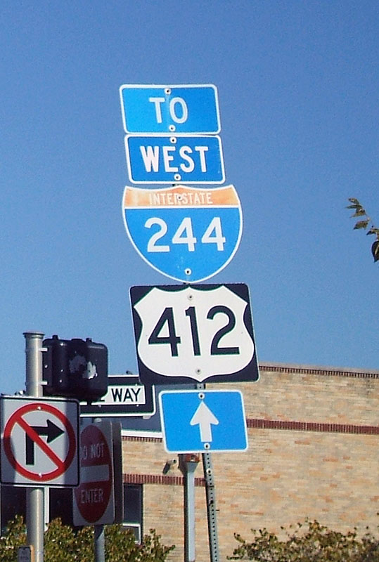 Oklahoma - U.S. Highway 412 and Interstate 244 sign.