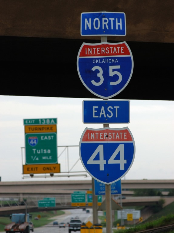 Oklahoma - Interstate 44 and Interstate 35 sign.