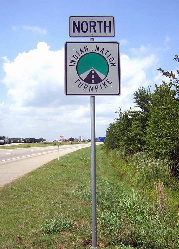 Oklahoma Indian Nation Turnpike sign.
