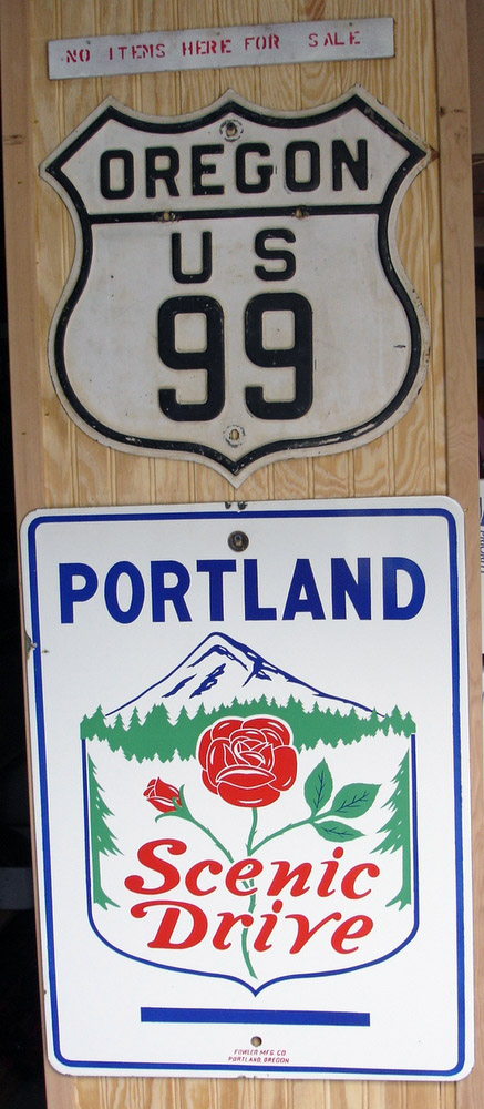 Oregon - Portland Scenic Drive and U.S. Highway 99 sign.