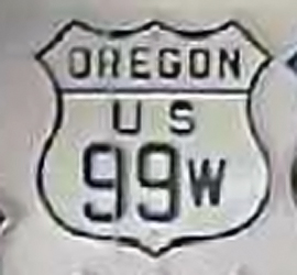 Oregon U. S. highway 99W sign.