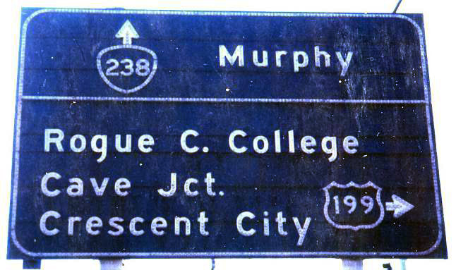 Oregon - U.S. Highway 199 and State Highway 238 sign.