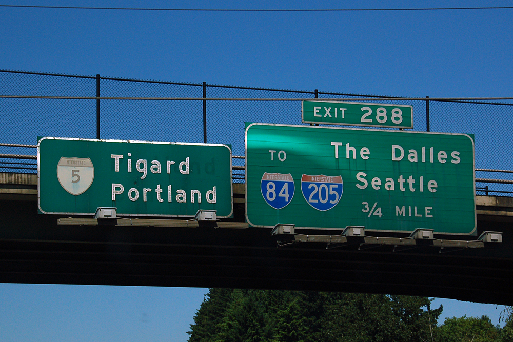 Oregon - Interstate 205, Interstate 84, and Interstate 5 sign.