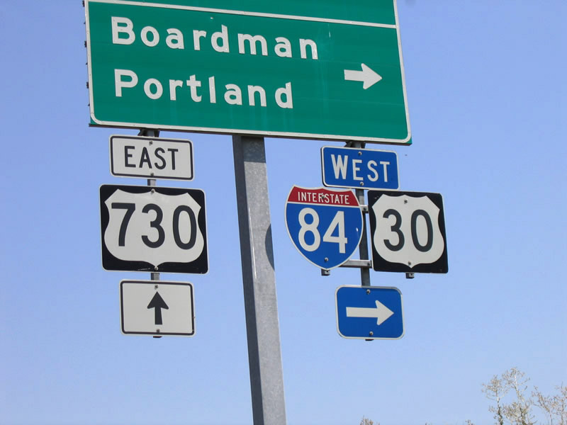 Oregon - Interstate 84, U.S. Highway 30, and U.S. Highway 730 sign.