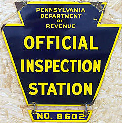 Pennsylvania official inspection station sign.