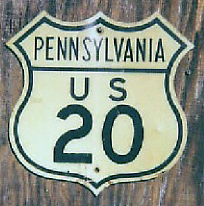 Pennsylvania U.S. Highway 20 sign.