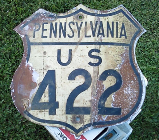 Pennsylvania U.S. Highway 422 sign.