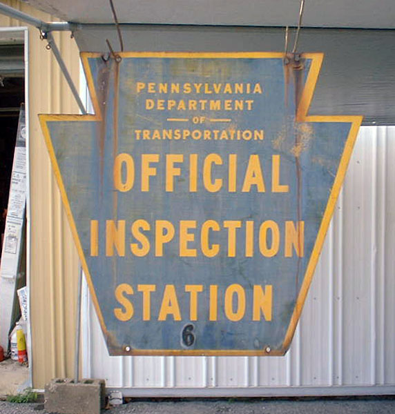 Pennsylvania official inspection station sign.