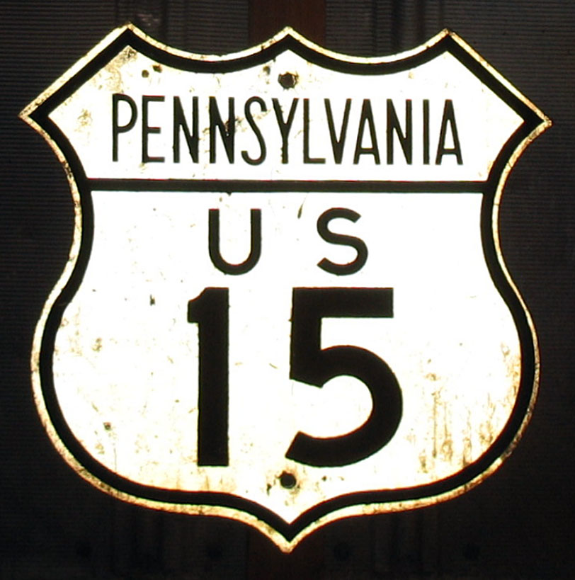 Pennsylvania U.S. Highway 15 sign.